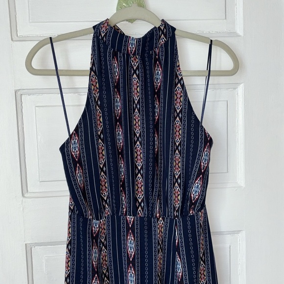 LULU’S NAVY BLUE PRINT HALTER MAXI DRESS - Picture 5 of 15